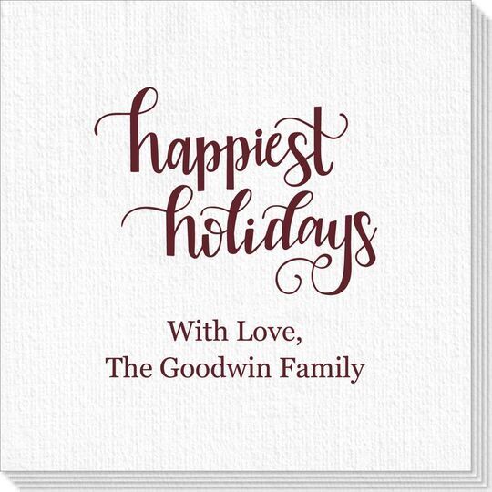 Hand Lettered Happiest Holidays Deville Napkins